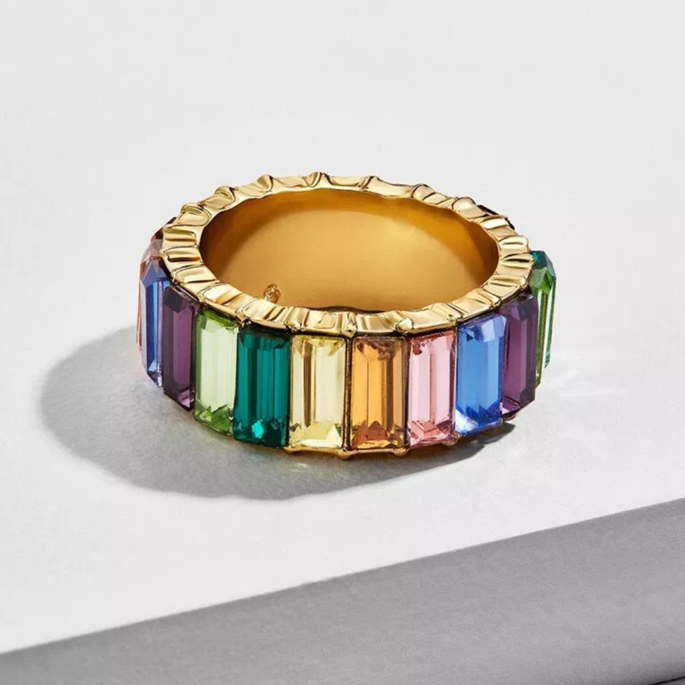 Multicolored Crystal Baguette Ring